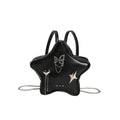 Black street trend backpack with metal butterfly pendant and chain details.