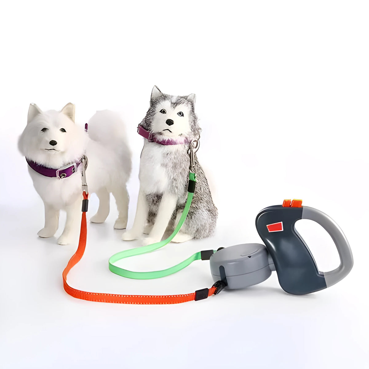 Retractable dog walking leash with 3 metre nylon rope, automatic mechanism, shown in black, pink, or grey