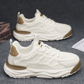 Men's white breathable mesh shoes with round toe design and PU mesh upper