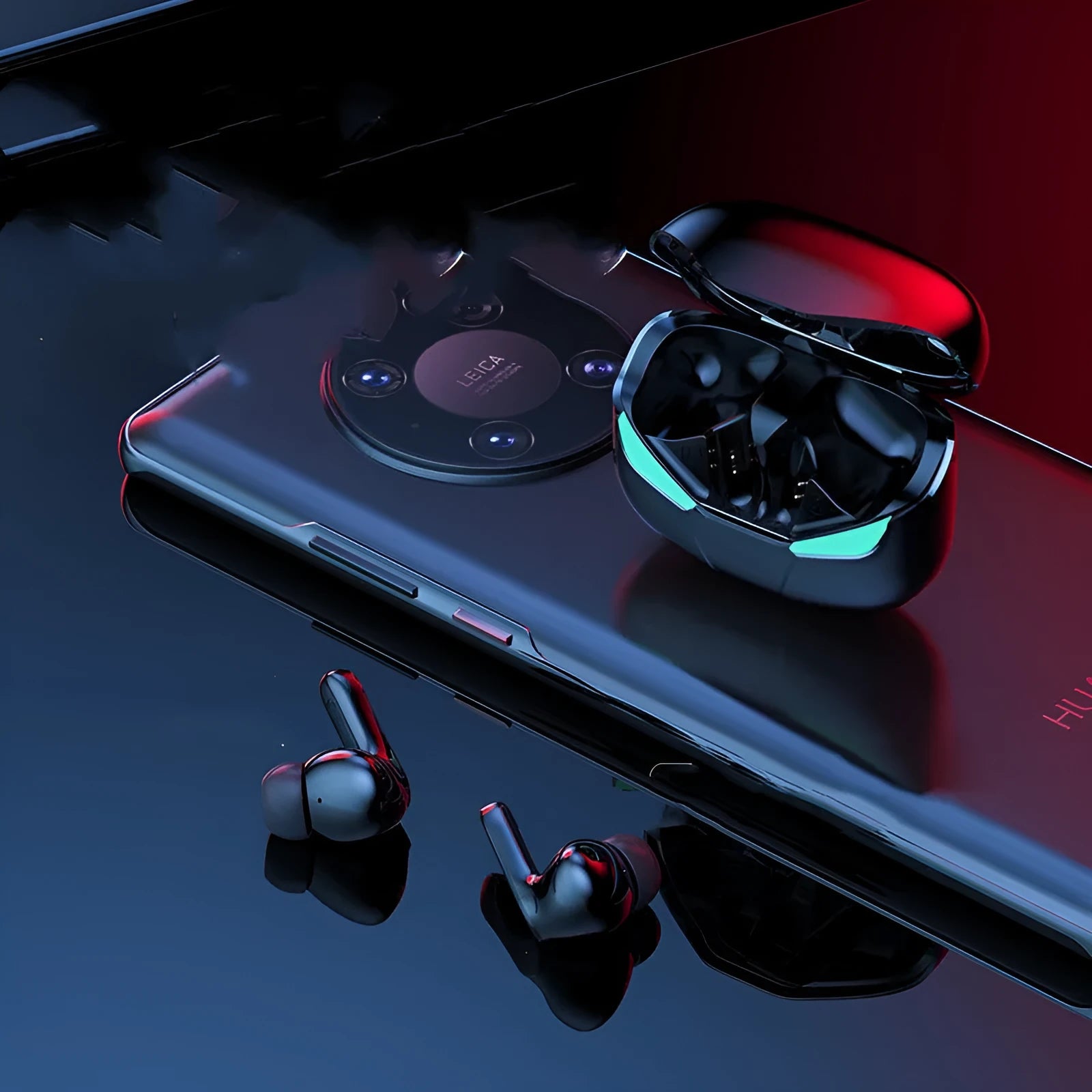 TWS wireless in-ear sports headphones in black or white colour with bilateral stereo configuration