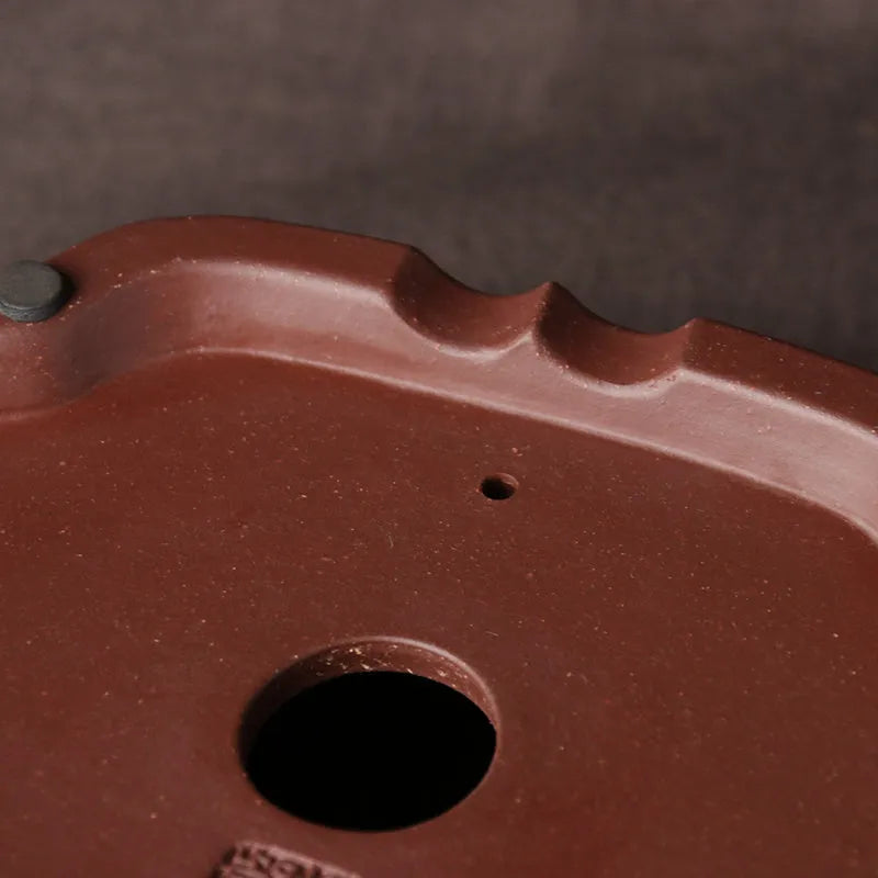 Handmade purple clay bonsai basin in classical Chinese plain style