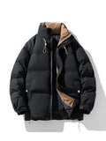 Warm thick casual cotton jacket in loose fit, polyester, available in apricot black brown, sizes M to XXXXL