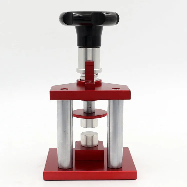 Watch repair spiral press tool with set of 20 plastic moulds for case back closure