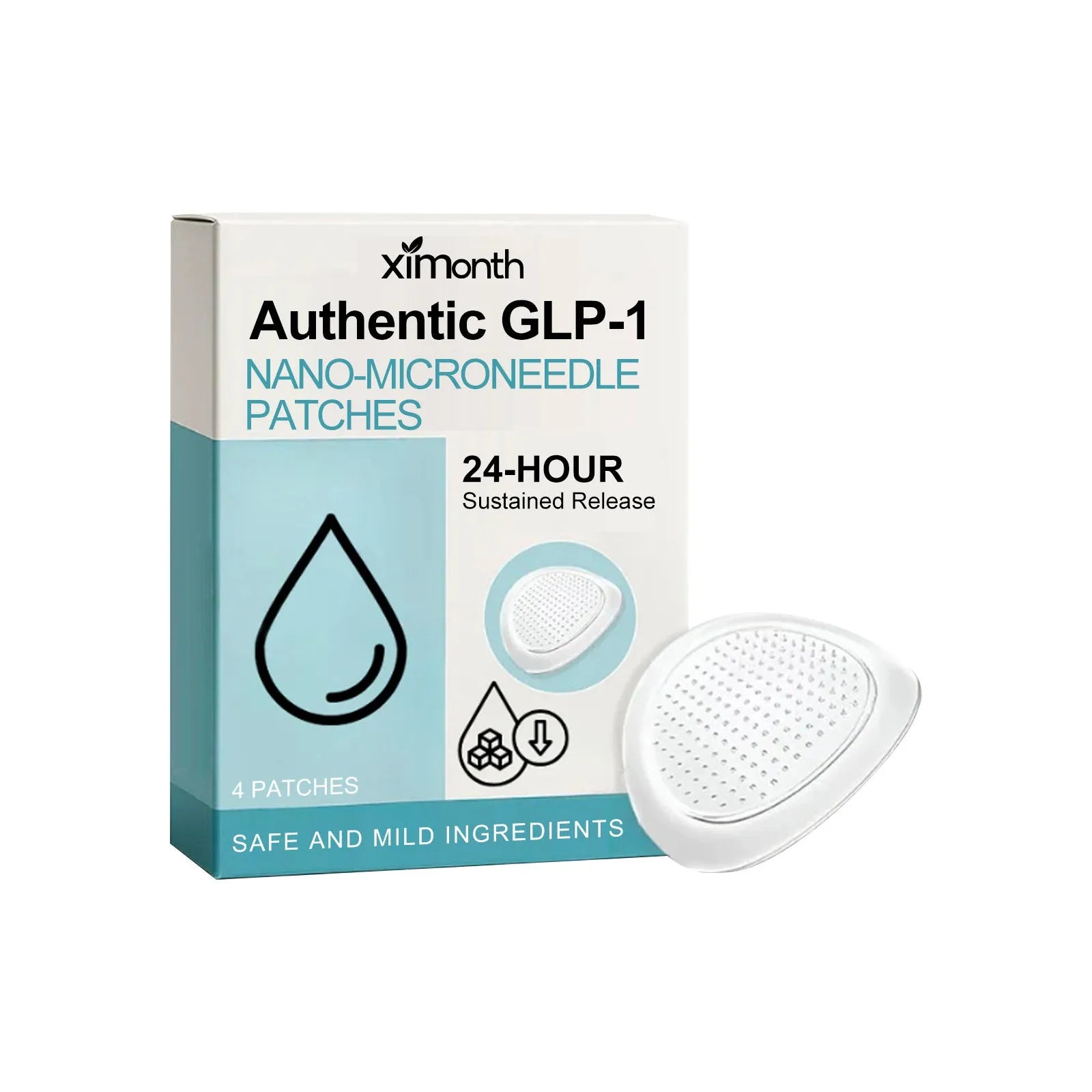 Skin firming body adhesive bandages with four microneedle patches containing acetyl hexapeptide-8 and mint leaf