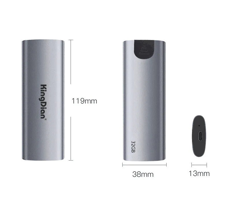 Grey aluminium USB 3.0 portable SSD hard drive for mobile phone connection