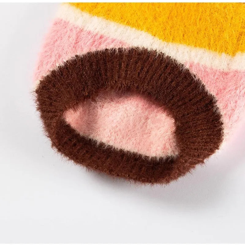 Yellow cartoon star striped parent-child sweater for small and medium dogs, pet clothing