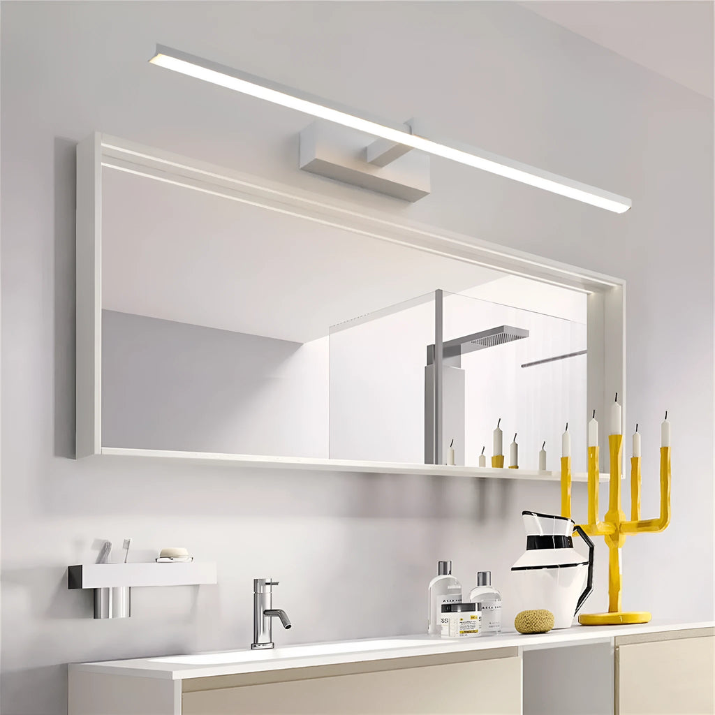 60x8cm black bathroom wall strip light with push button switch near mirror