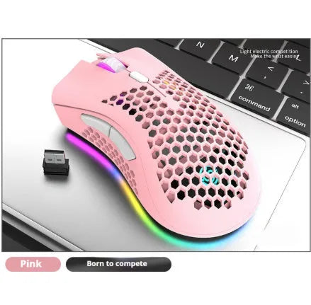 BM600 wireless luminous mouse with hollow-out design in black, cyan or white colours