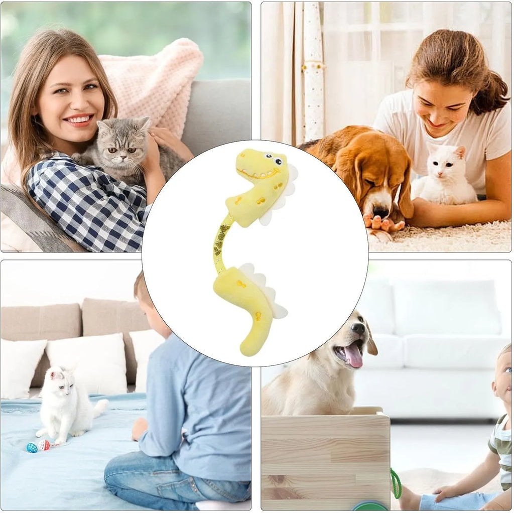 Bundle of four cat toys including chew toys, rope toys with springs, and kicker toys for indoor cats