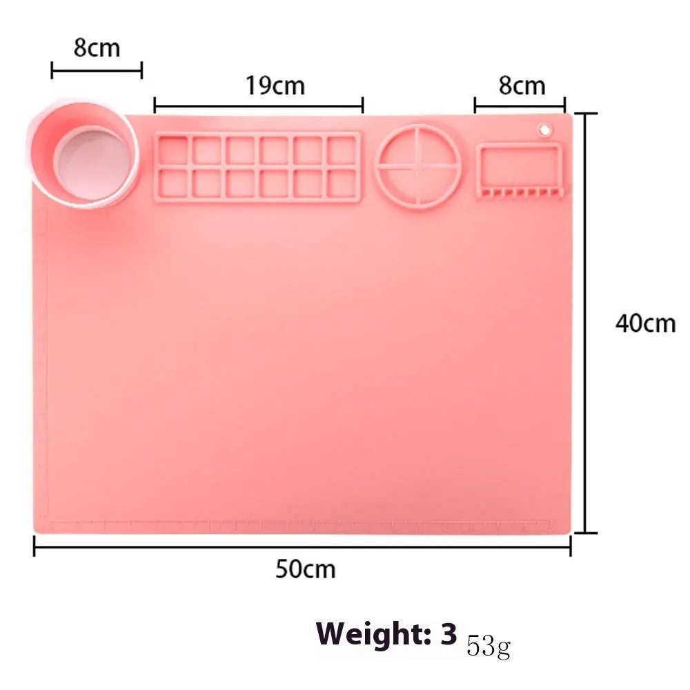 Silicone painting mat with optional double bowl design for watercolour and oil painting in various colours