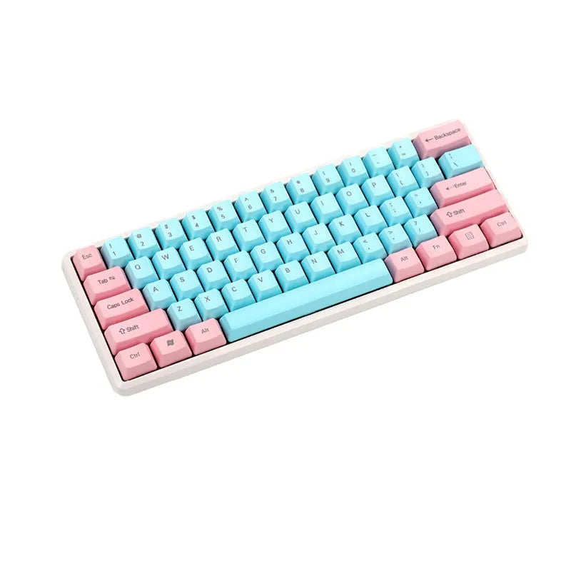 Pink opaque PBT keycap set for mechanical keyboards showing side-engraved legends on 1.5mm thick keys