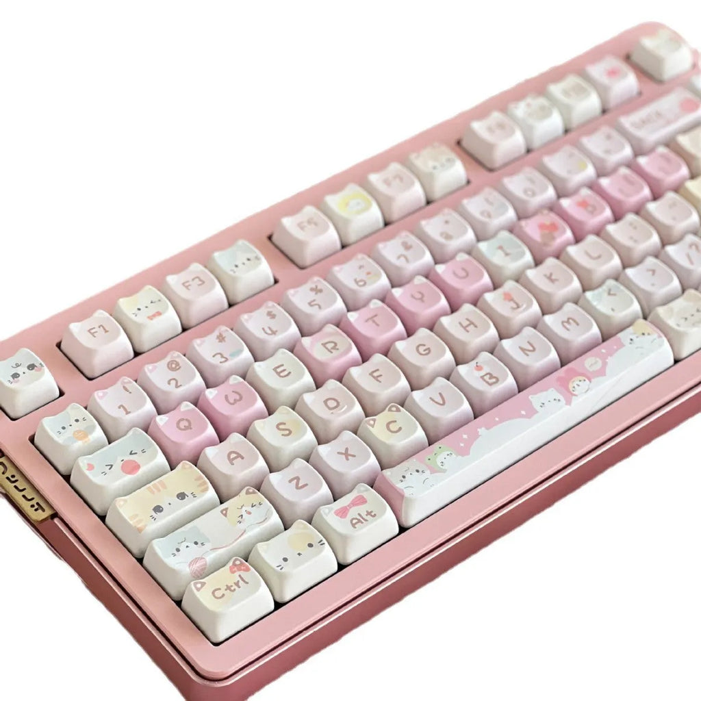 Meow Meow Team Height 141 keycap set with colourful five-sided sublimation printing on plastic keycaps