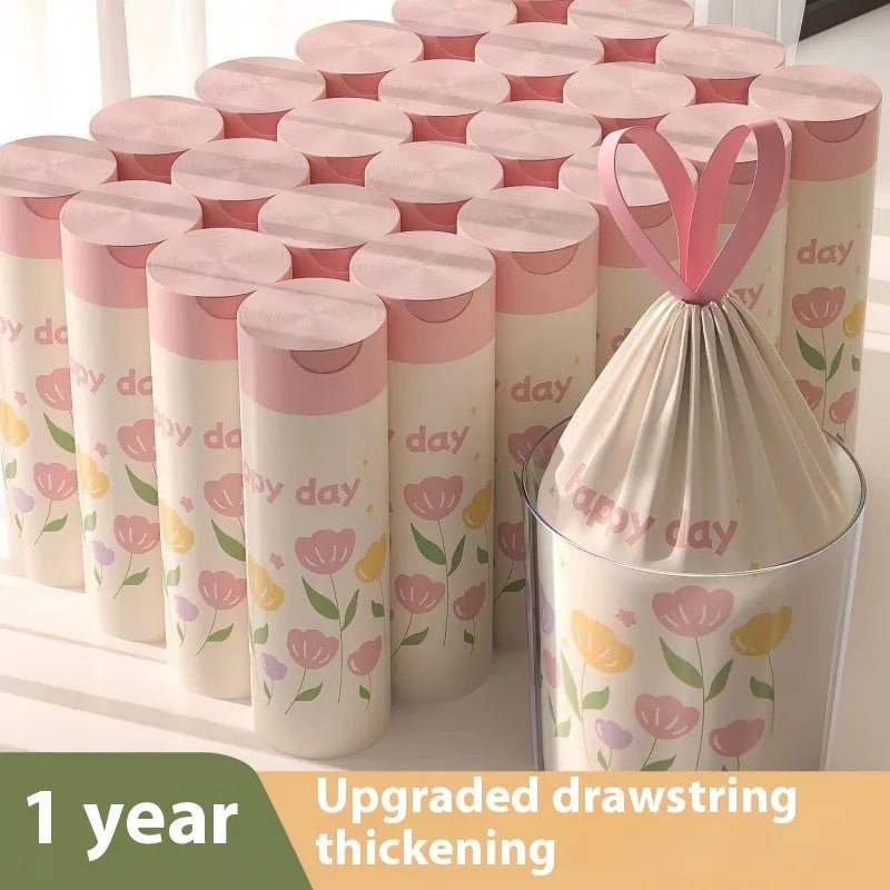 Pink degradable drawstring garbage bag with argy wormwood mosquito repellent, dimensions 44cm by 48cm.