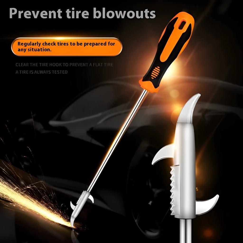 Stainless steel stone cleaning hook in black and yellow with cut stone cutting head and multi-functional hook shape