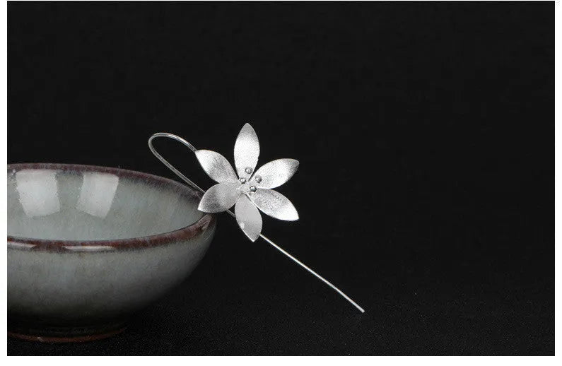 925 sterling silver lotus earrings for women Korean style flower earrings silver colour individually packed