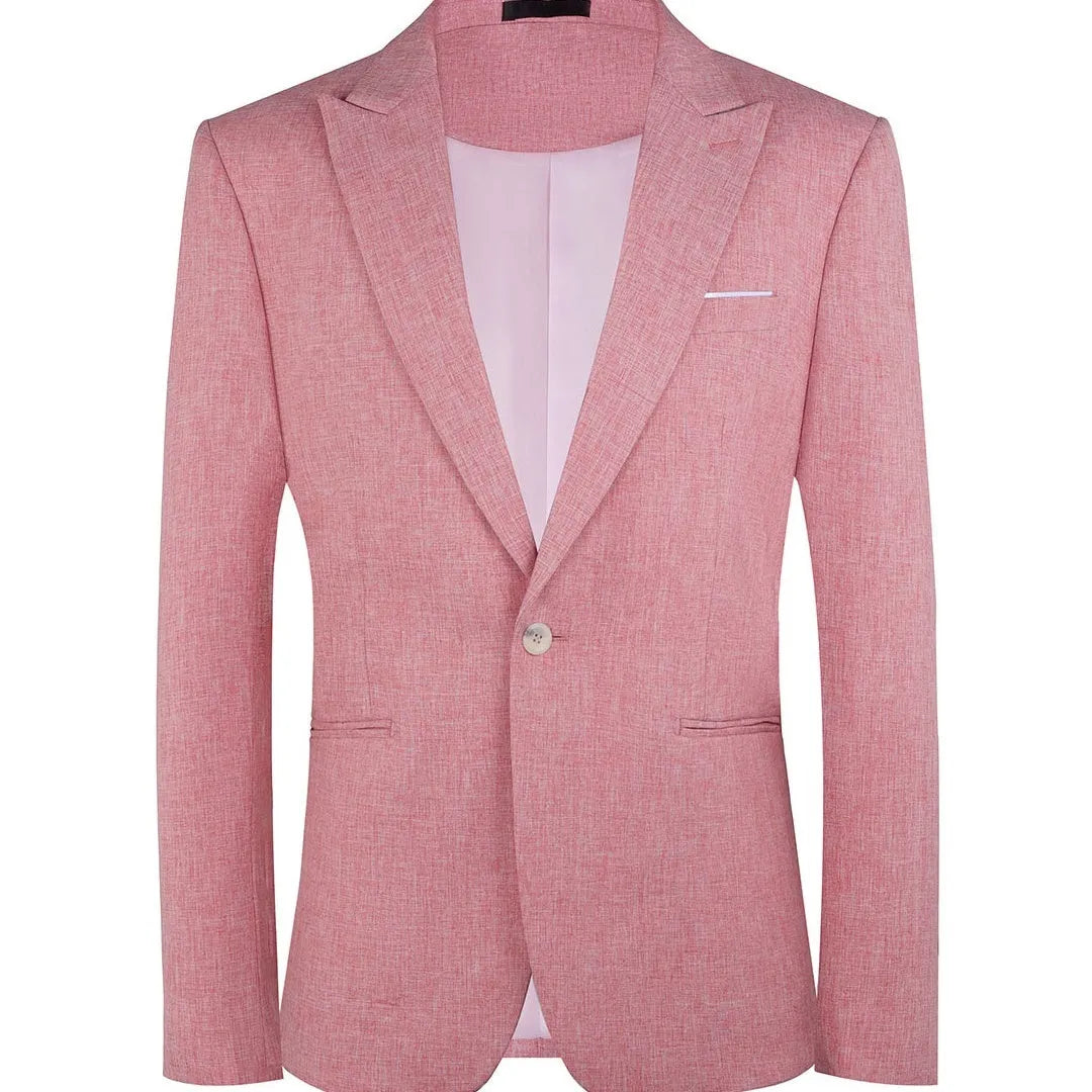 Men's western style casual suit jacket in pink and light blue options for spring summer wear