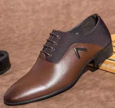 Men's black artificial PU low-top Oxford shoes with a rubber sole on a white background.