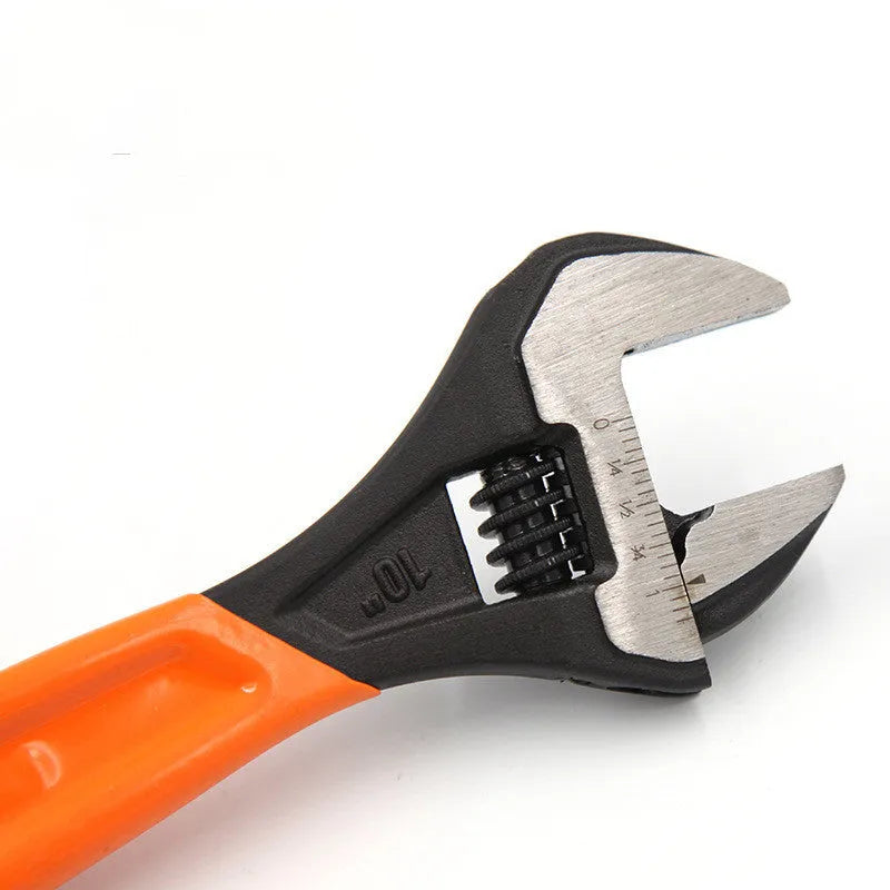Manual multi-function wrench, 300mm length, 36mm opening, blackened finish, orange colour, adjustable spanner