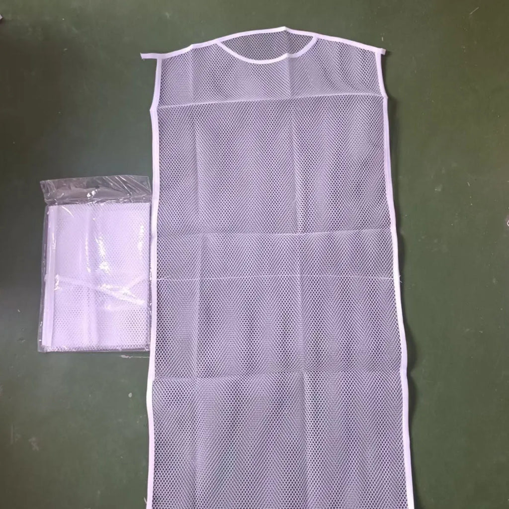 Fabric mesh net pocket pillow drying hanger in white large single layer 45x55cm