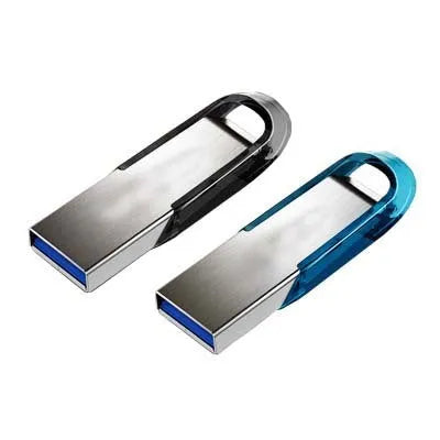 Black USB flash drive with rotating cap showing 4GB to 128GB capacity options for vehicle use