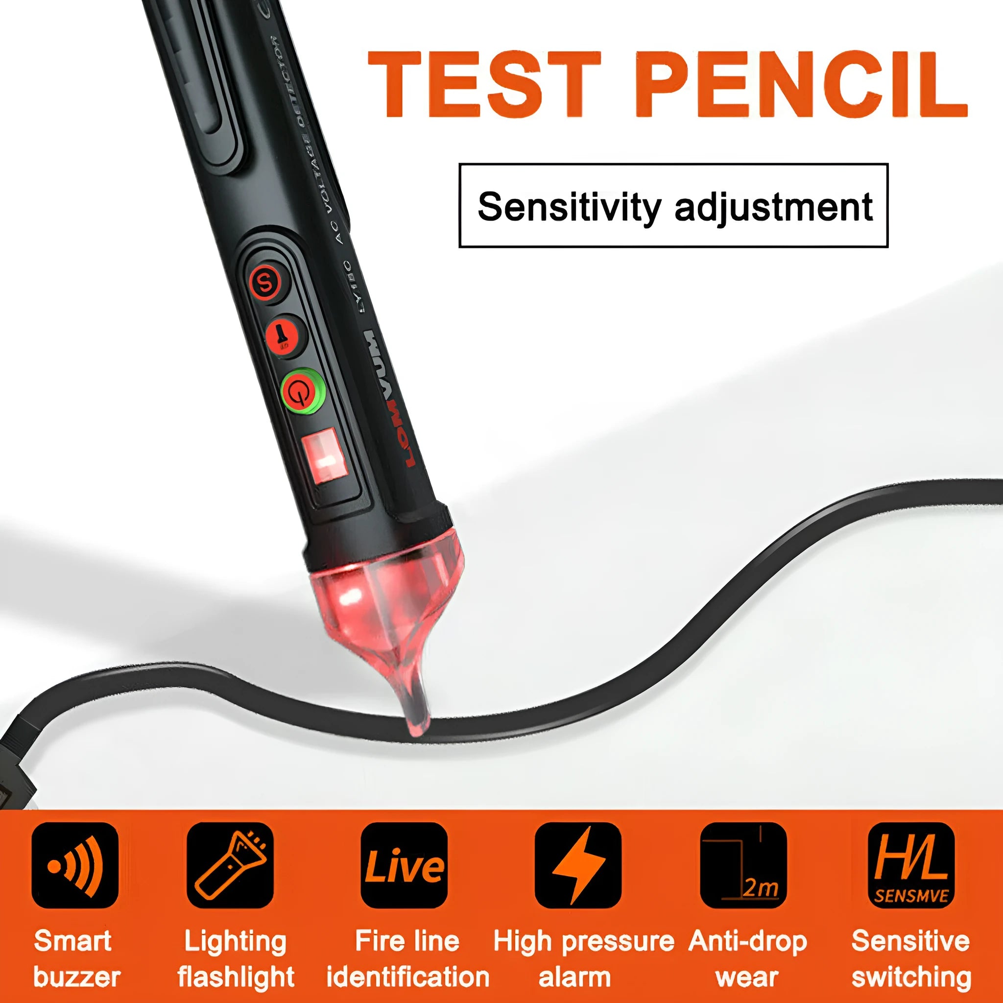 Black intelligent checkpoint test pencil for electrical line detection with display screen