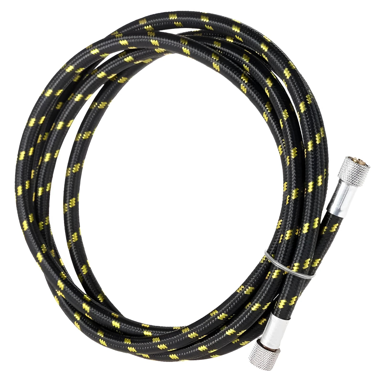 Braided nylon airbrush hose 1.8m black with rubber core and standard fittings