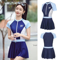 Conservative sports one-piece swimsuit with high elasticity for fitness and water activities
