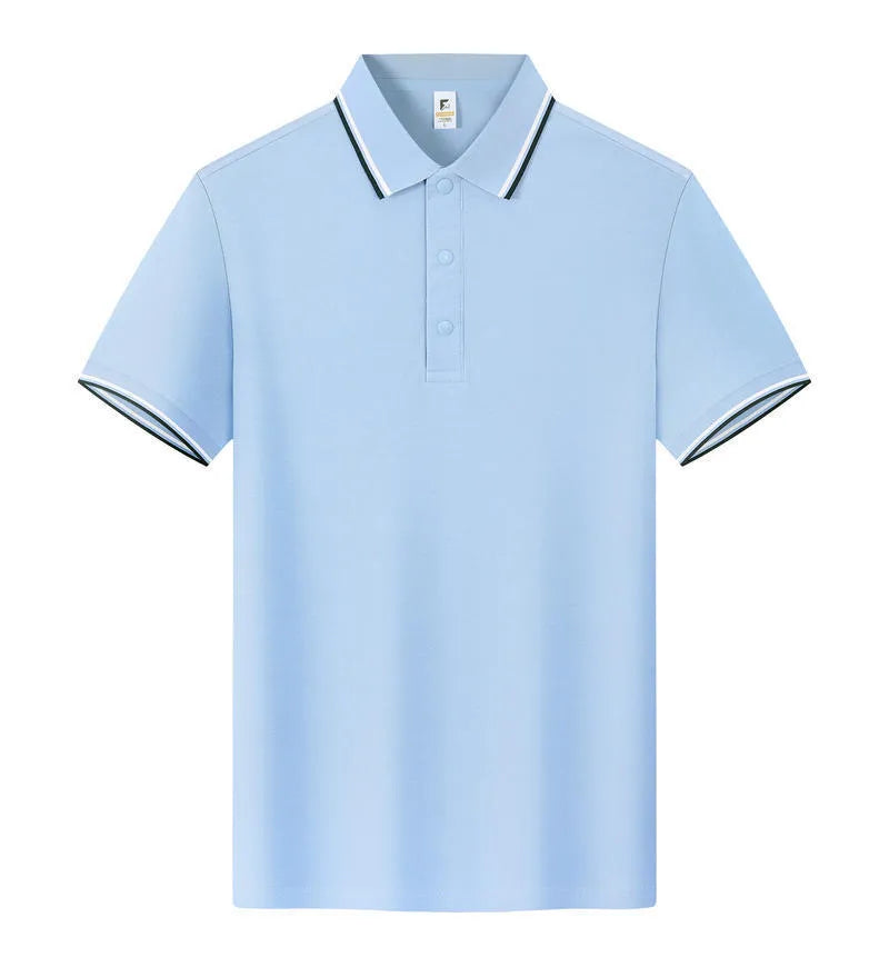 A straight-cut lapel work t-shirt in long-staple cotton shown in multiple colour options.