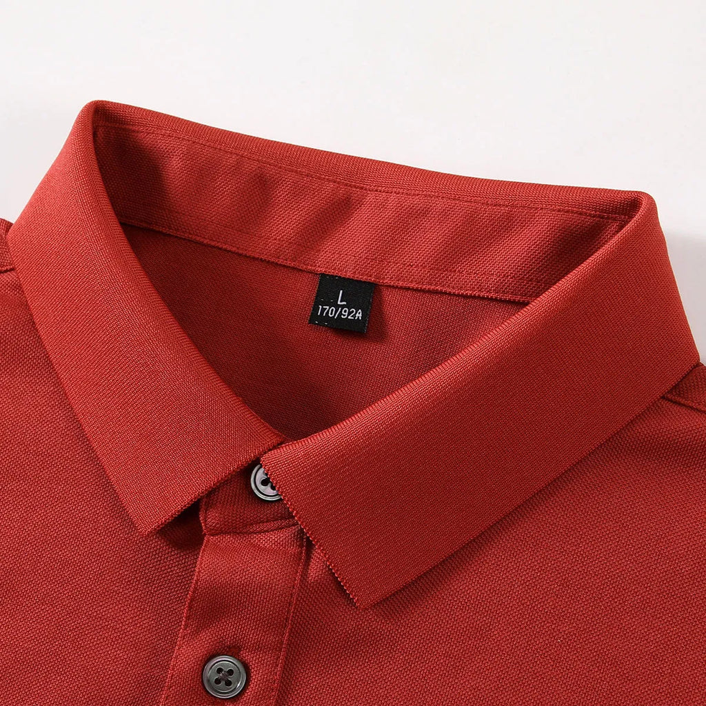 Cotton lapel short-sleeved t-shirt in business style with mosaic pattern detail