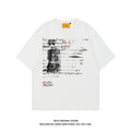 Men's black and white pure cotton loose T-shirt with letter print and raglan sleeves