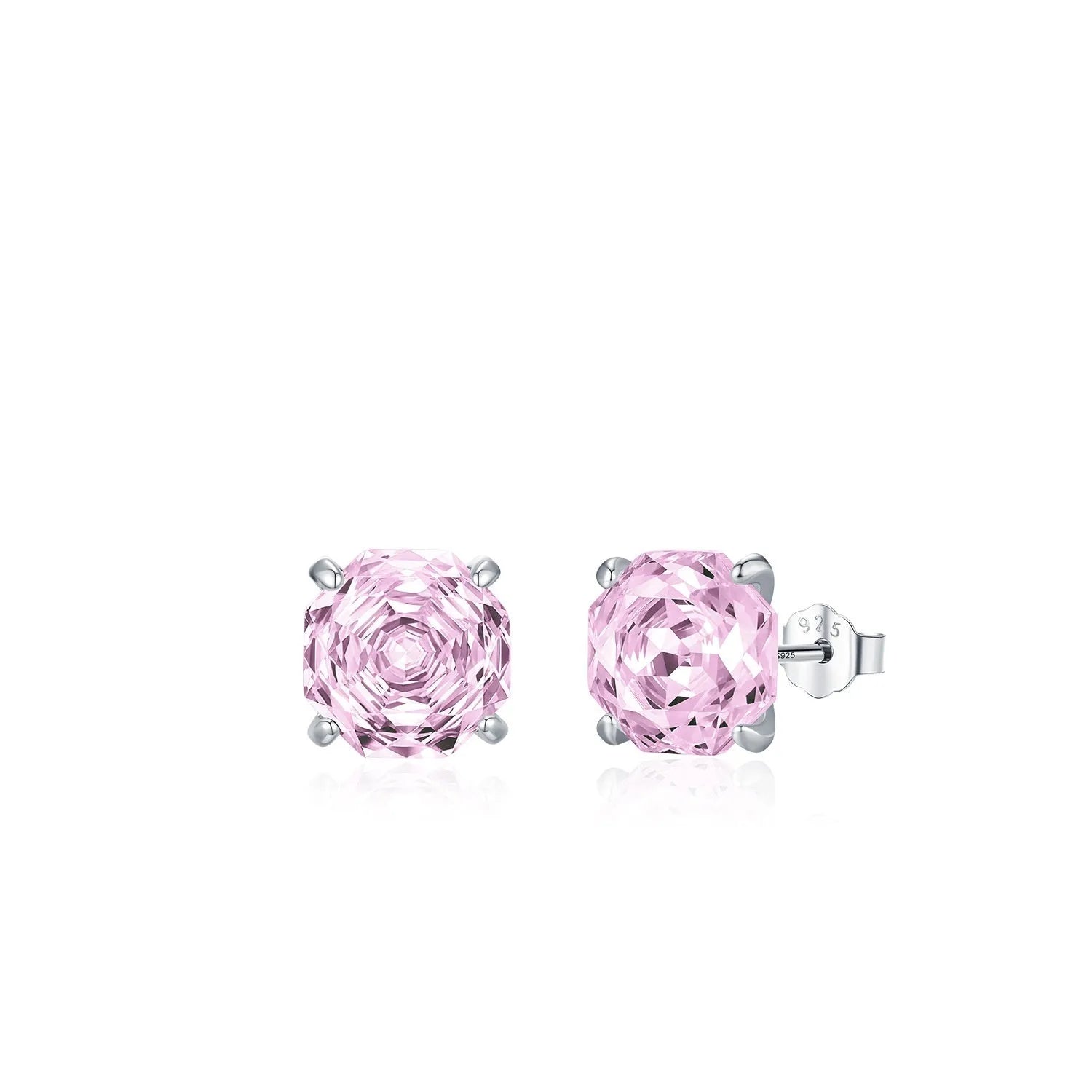 S925 sterling silver rose-shaped stud earrings in 6mm and 8mm sizes.