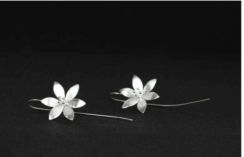 925 sterling silver lotus earrings for women Korean style flower earrings silver colour individually packed
