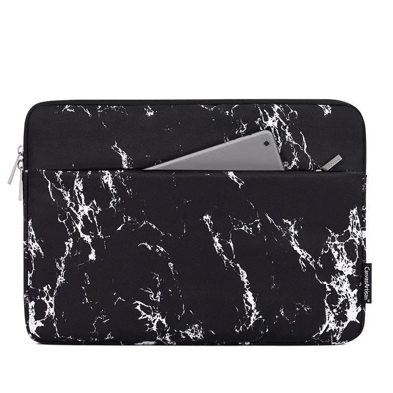 Polyester fibre laptop case liner bag in white or black, flat design with no lifting parts, for 11 to 17 inch laptops