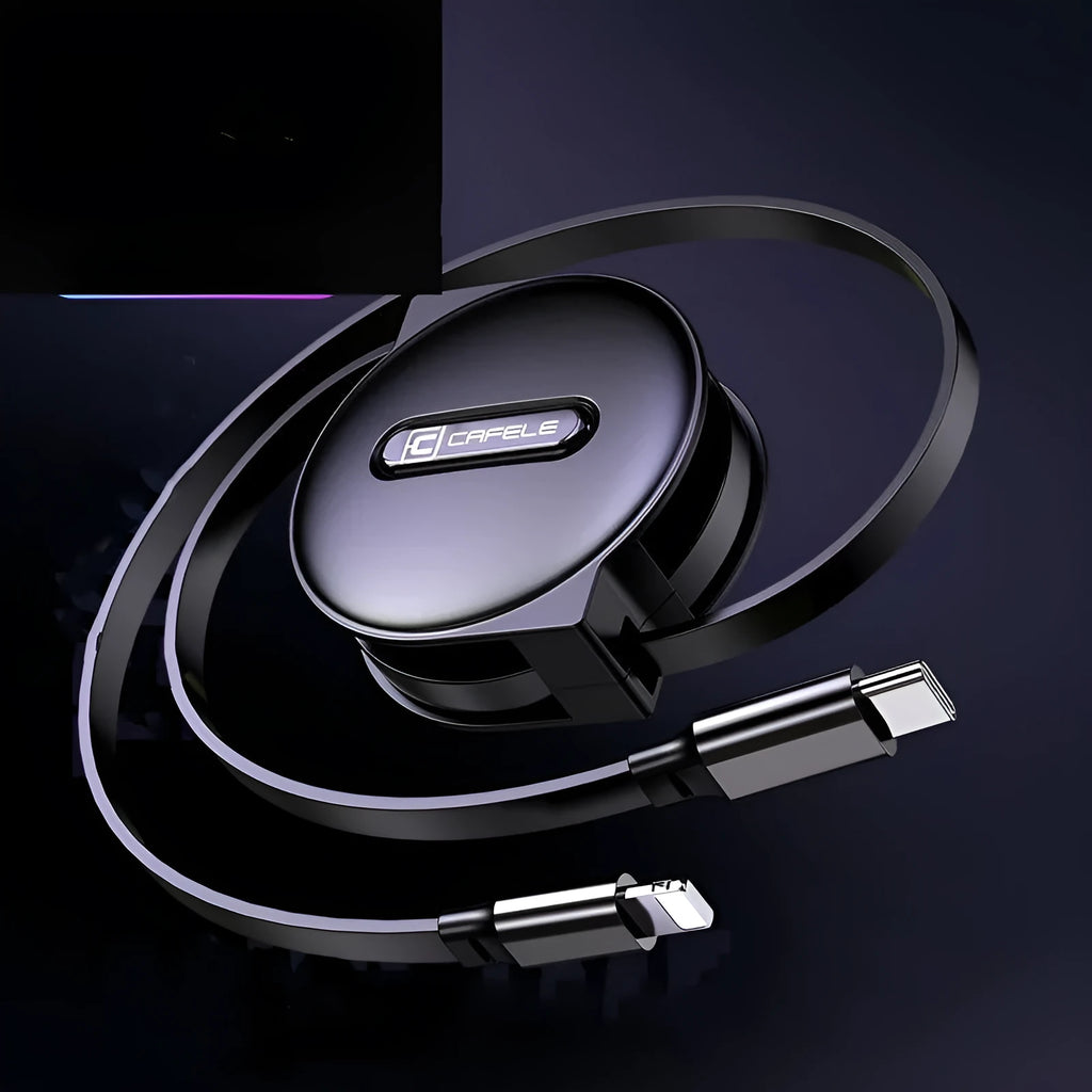 Black 18W PD single-port charging head with PD cable set, five-step adjustable length