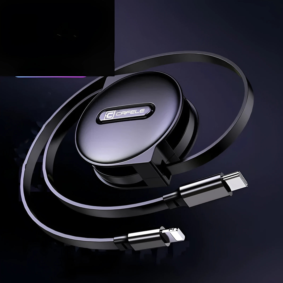Black 18W PD single-port charging head with PD cable set, five-step adjustable length