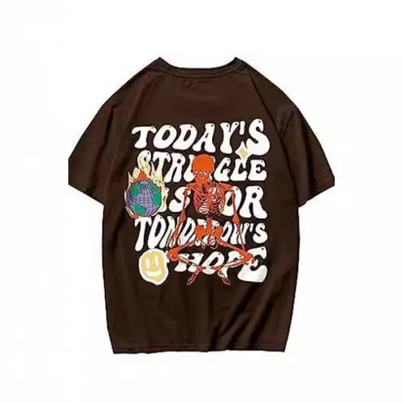 Men's short-sleeved street sports T-shirt with digital printed pattern on flat mop cloth fabric