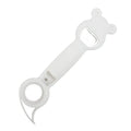 4-in-1 stainless steel and PP manual bottle opener and jar opener in gray blue, 21 cm long, on a white surface