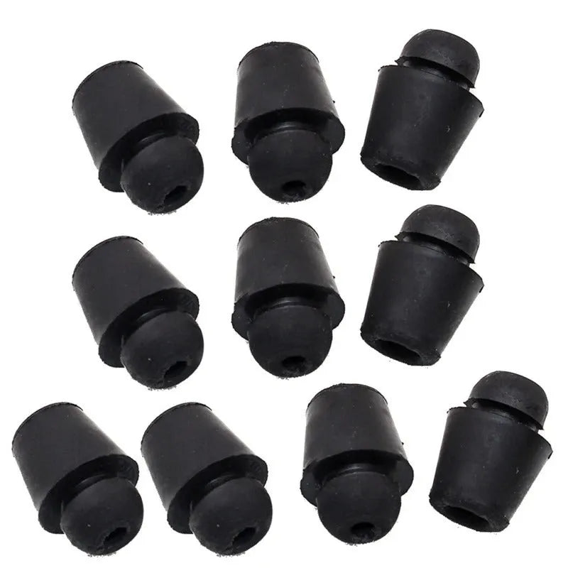 Set of 10 grey rubber automobile buckle buffer clips for general vehicle shock absorption.