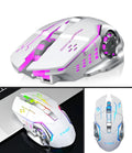 Black and white wireless mouse with USB charging port and silent click buttons
