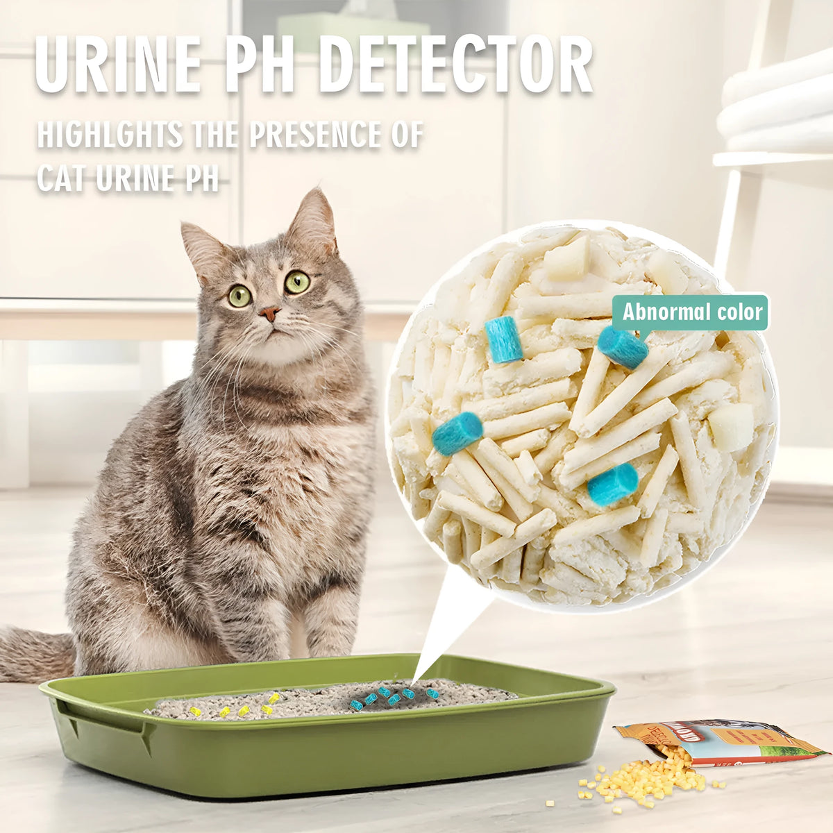 5PC cat litter self checking particles set in Brown and Green for litter box use