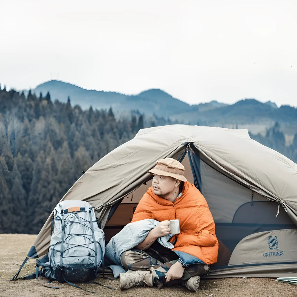 Leisure Portable Stand Camp Tent 2 person double skin tent in brown and dark green 220x132x110cm