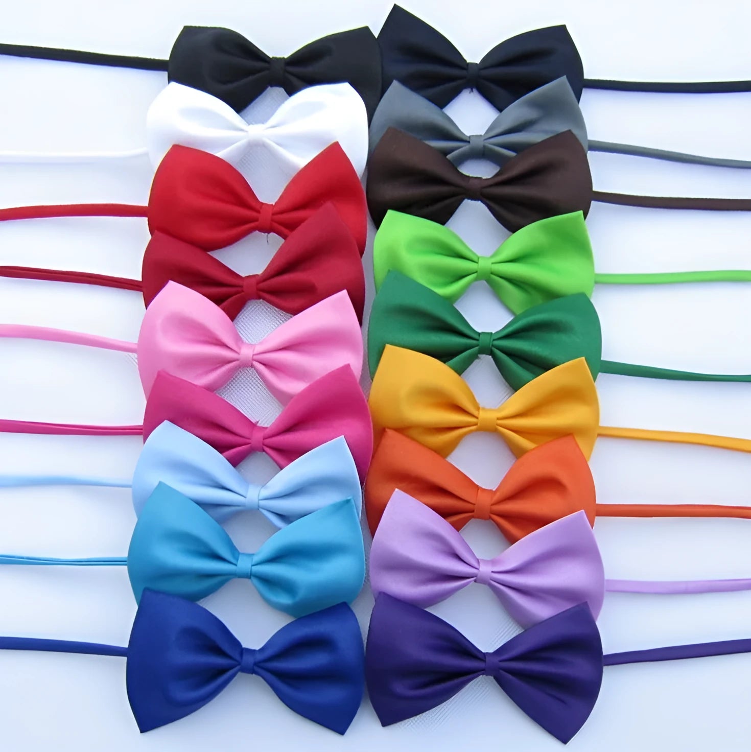 Adjustable pet bow tie in multiple colours for dogs and cats with black green red blue yellow options