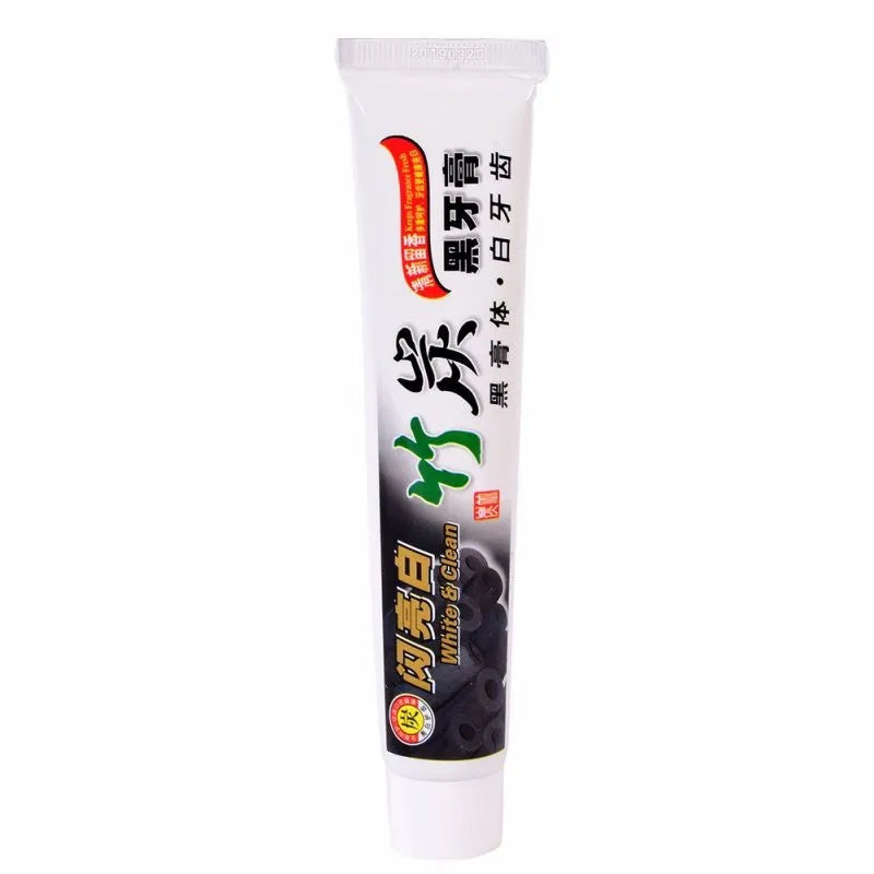 Black bamboo charcoal toothpaste tube for whitening teeth and oral hygiene
