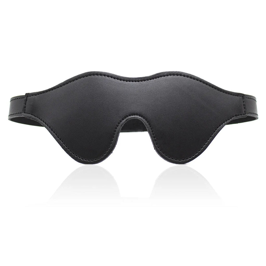 Women's leather eye mask with Velcro fastening in multiple colour options for adult couple play