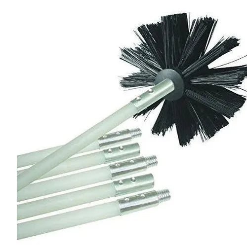 Flexible chimney cleaning brush with nylon bristles and 600mm bendable rod for dryer pipe maintenance