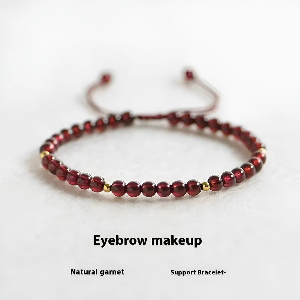 Hand-woven red garnet bracelet with flexible wire construction and national tide style