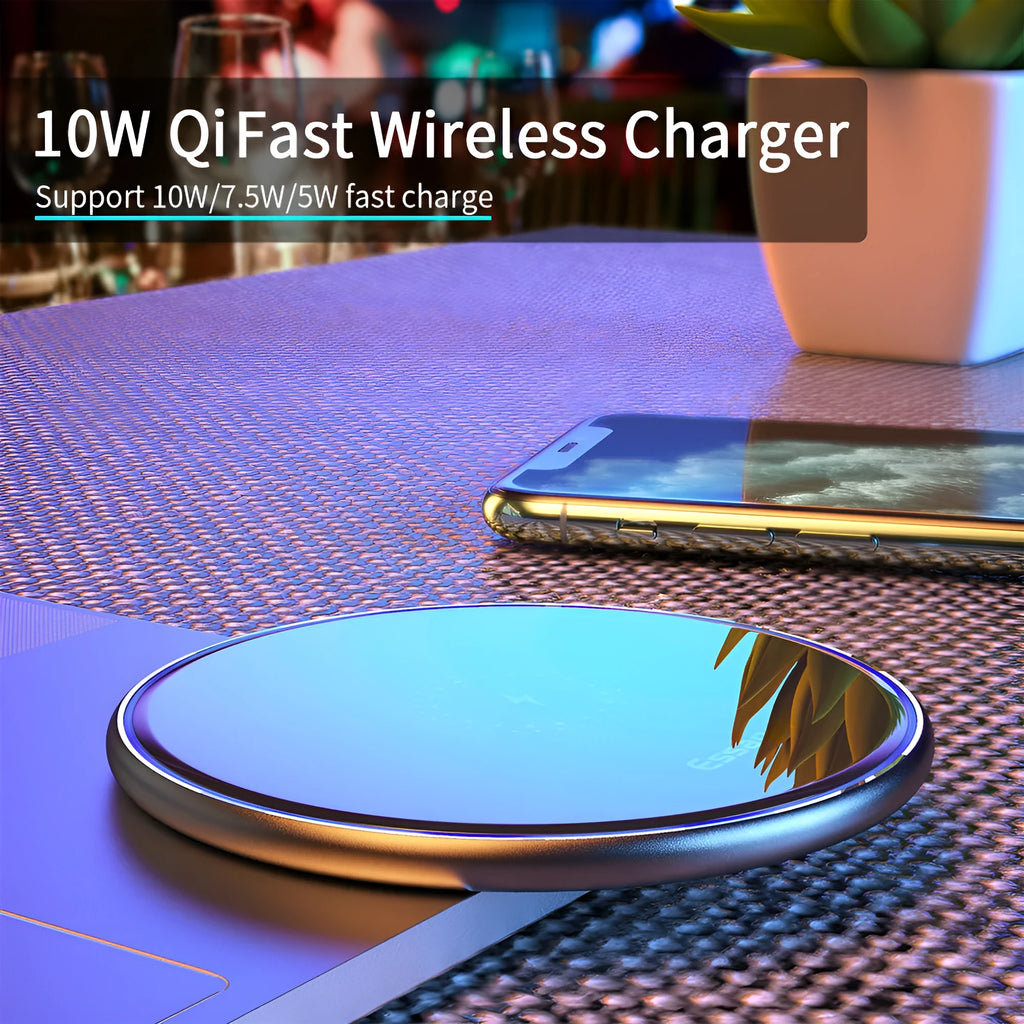 Black or white aluminium alloy wireless charging pad with LED status light