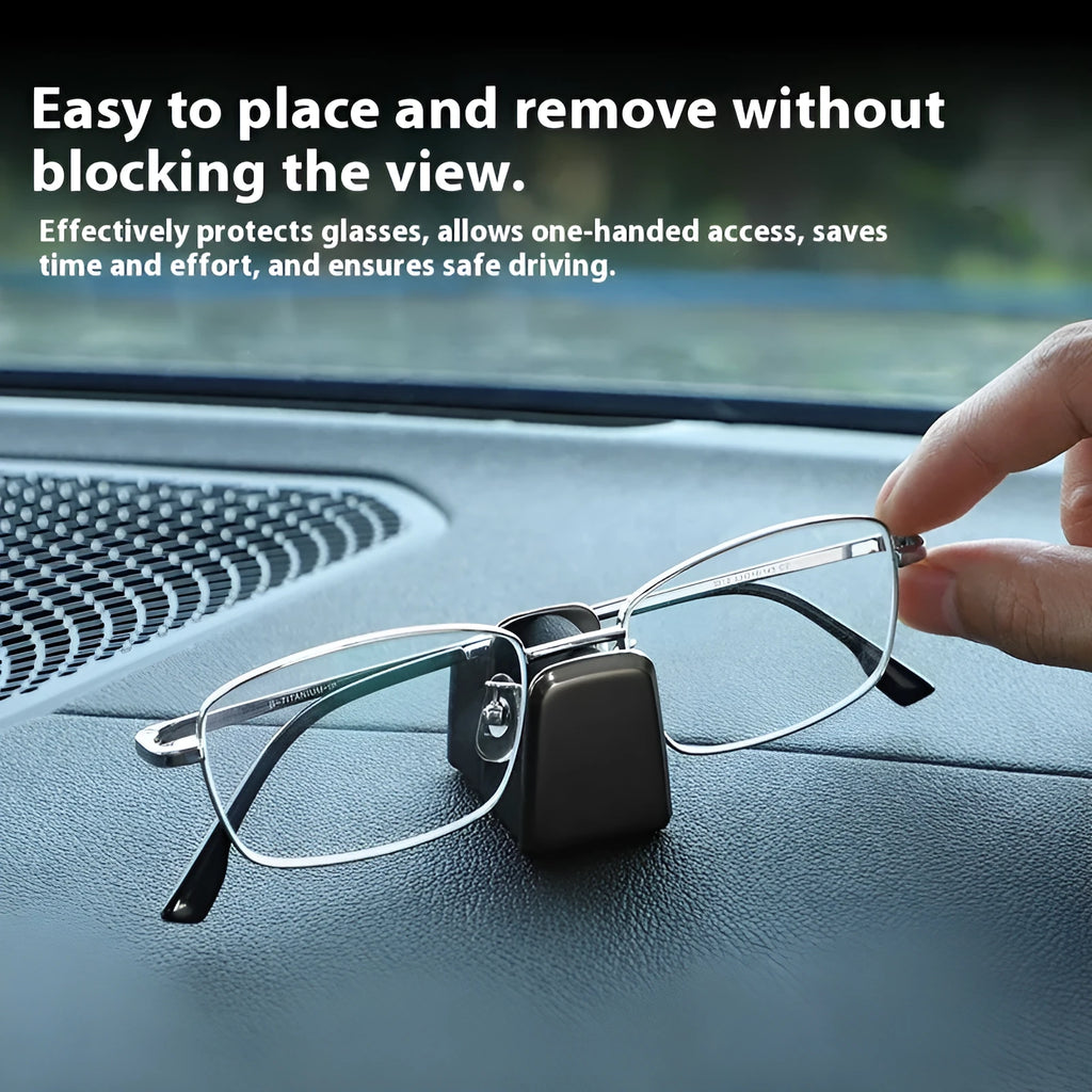 Zinc alloy and leather car dashboard glasses clip organiser in green, black, grey, or red