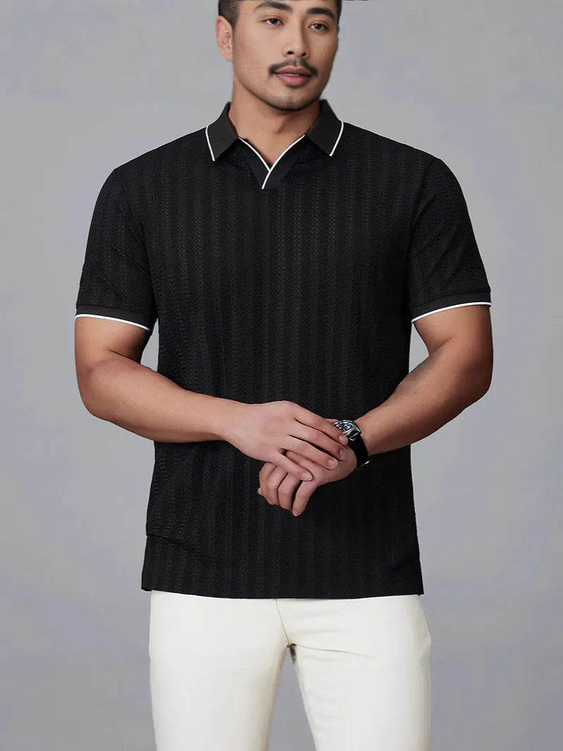 Men's nylon ice silk polo shirt in loose fit with short sleeves available in multiple colours