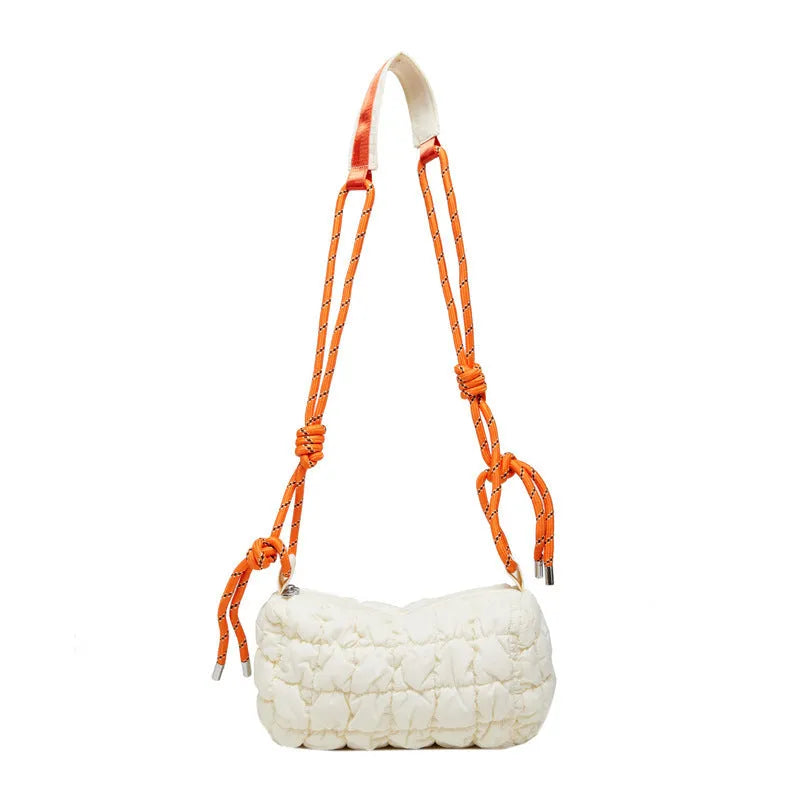 Women's lightweight nylon pillow-shaped messenger bag with diamond pattern and single strap
